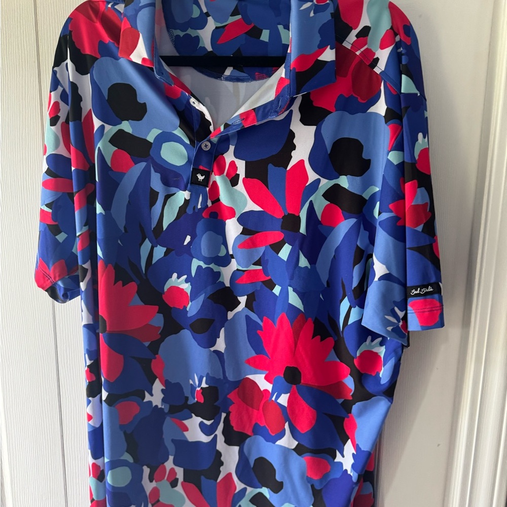Bad birdie multi color floral polo